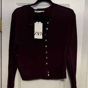 Zara Burgundy Cardigan Sweater